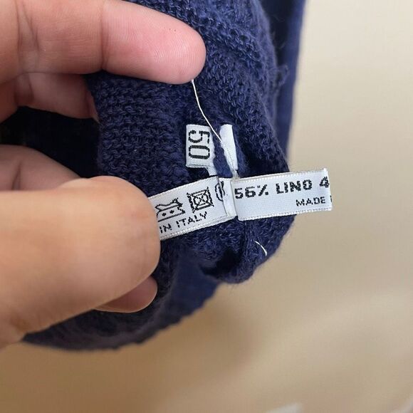 Tincati Milano Pullover Mens Large Blue Crew Neck Sweater linen Bland Casual - Picture 4 of 10